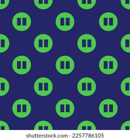 Seamless repeating tiling pause circle flat icon pattern of st. patrick's blue and paris green color. Background for home screen.