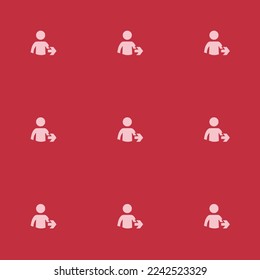 Seamless repeating tiling people right flat icon pattern of persian red and bubble gum color. Design for birthday party banner.