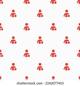 Seamless repeating tiling people status flat icon pattern of isabelline and carmine pink color. Background for home screen.