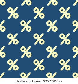 Seamless repeating tiling percent flat icon pattern of dark slate gray and blond color. Background for presentation.
