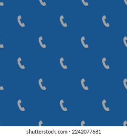 Teléfono de mosaico repitiendo sin inconvenientes patrón de icono plano de color azul y gris oscuro. Antecedentes de la carta.