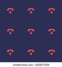 El teléfono de mosaico repitiendo sin inconvenientes colga un patrón de icono plano de carbón vegetal y color rojo-naranja. Diseño para caja de pizza.