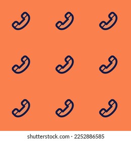 Seamless repeating tiling phone outline flat icon pattern of pale copper and oxford blue color. Background for UI design.