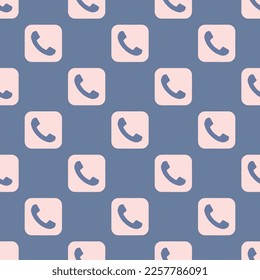 Teléfono de baldosas repitiendo sin inconvenientes cuadrado patrón de icono plano de color gris pizarra y rosa niebla. Antecedentes de las citas.