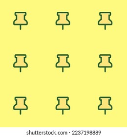 Seamless repeating tiling pin flat icon pattern of mellow yellow and hunter green color. Design for quiz.