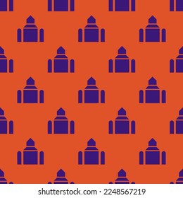 Seamless repeating tiling place of worship  flat icon pattern of flame and persian indigo color. Background for notebook.