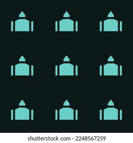 Seamless repeating tiling place of worship  flat icon pattern of dark jungle green and medium turquoise color. Background for kitchen.