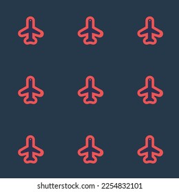 Seamless repeating tiling plane outline flat icon pattern of charcoal and red-orange color. Design for pizza box.