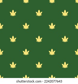 Seamless repeating tiling plant flat icon pattern of hunter green and mellow yellow color. Design for postcard.