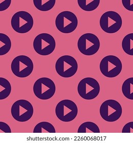 Seamless repeating tiling play alt flat icon pattern of blush and persian indigo color. Background for website.