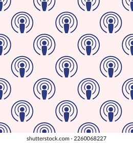 Seamless repeating tiling podcast flat icon pattern of linen and st. patrick's blue color. Background for selfie.