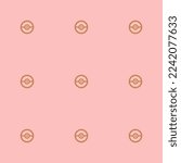 Seamless repeating tiling pokeball flat icon pattern of tea rose (rose) and pale copper color. Two color background.