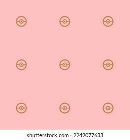 Seamless repeating tiling pokeball flat icon pattern of tea rose (rose) and pale copper color. Two color background.