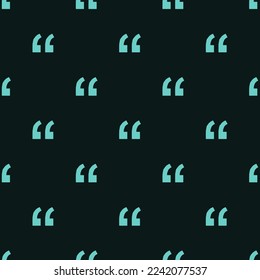 Seamless repeating tiling quote left flat icon pattern of dark jungle green and medium turquoise color. Background for office.