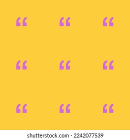 Seamless repeating tiling quote left flat icon pattern of sunglow and orchid color. Design for certificate.