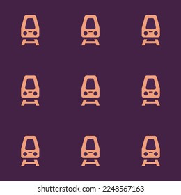 Seamless repeating tiling rail metro  flat icon pattern of purple taupe and light salmon color. Background for music sheet.