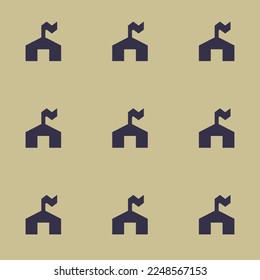 Seamless repeating tiling ranger station  flat icon pattern of tan and onyx color. Background for home screen.
