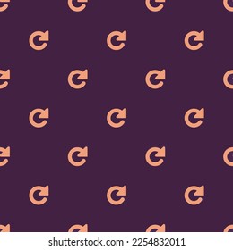 Seamless repeating tiling refresh flat icon pattern of purple taupe and light salmon color. Background for music sheet.