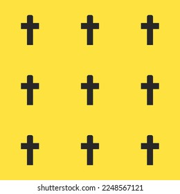 Seamless repeating tiling religious christian  flat icon pattern of sandstorm and black leather jacket color. Design for wrapping paper.