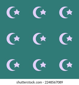 Seamless repeating tiling religious muslim  flat icon pattern of celadon green and pale lavender color. Background for logo design.