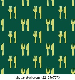 Seamless repeating tiling restaurant  flat icon pattern of sacramento state green and hansa yellow color. Background for presentation.