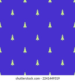 Seamless repeating tiling rocket flat icon pattern of iris and medium spring bud color. Background for news report.