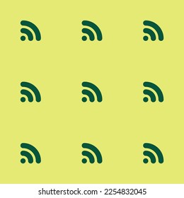 Seamless repeating tiling rss flat icon pattern of hansa yellow and sacramento state green color. Background for website.