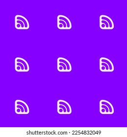 Las baldosas rss de repetición sin inconvenientes delinean un patrón de icono plano de color violeta y espliego de color. Fondo de la página de inicio de sesión.