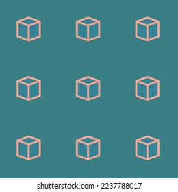 Seamless repeating tiling schema flat icon pattern of teal blue and light salmon pink color. Background for online meeting.