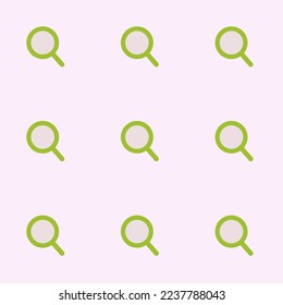 Seamless repeating tiling search flat icon pattern of platinum and yellow-green color. Background for selfie.