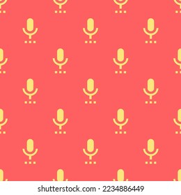 Seamless repeating tiling settings voice flat icon pattern of pastel red and mellow yellow color. Background for presentation.