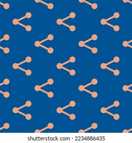 Seamless repeating tiling share flat icon pattern of usafa blue and dark salmon color. Background for music sheet.