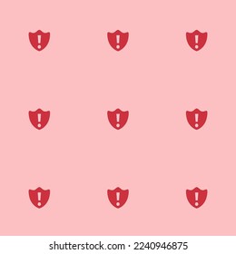 Seamless repeating tiling shield alert flat icon pattern of bubble gum and persian red color. Design for birthday party banner.
