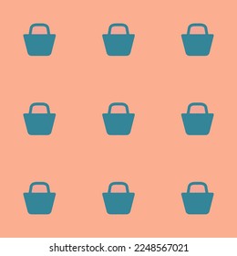 Seamless repeating tiling shop  flat icon pattern of light salmon pink and teal blue color. Design for announcement.