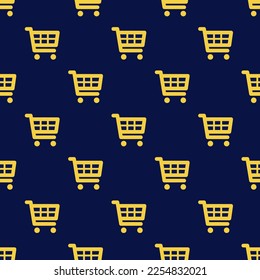 Impresionante repetición del carro de la compra de azulejos patrón de icono plano de oxford azul y arena color de tormenta. Diseño para la pancarta de la fiesta de cumpleaños.