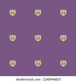 Seamless repeating tiling sign interstate  flat icon pattern of dark lavender and medium spring bud color. Ornament for invitation card.