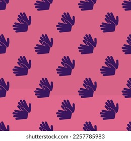 Lenguaje de señas de azulejos repitiendo sin inconvenientes, patrón de ícono plano de color índigo violeta-rojo pálido y persa. Fondo de la pantalla principal.