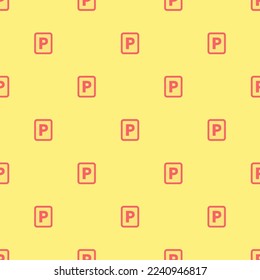 Aparcamiento de carpintería repitiendo sin inconvenientes con un patrón de icono plano de color amarillo y rojo pastel. Diseño del certificado.