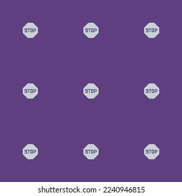 Seamless repeating tiling sign stop flat icon pattern of dark slate blue and light gray color. Background for slides.