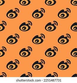 Seamless repeating tiling sina weibo flat icon pattern of sandy brown and dark jungle green color. Background for office.