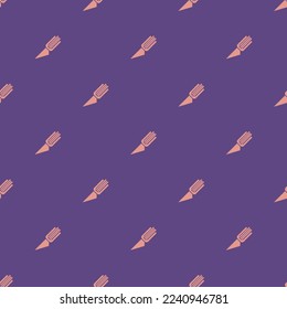 Seamless repeating tiling slice flat icon pattern of dark lavender and ruddy pink color. Two color background.