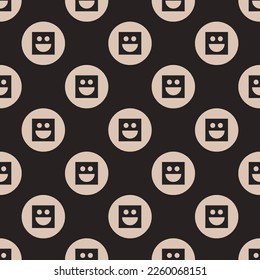 Seamless repeating tiling smiley alt flat icon pattern of dark jungle green and desert sand color. Design for album cover.