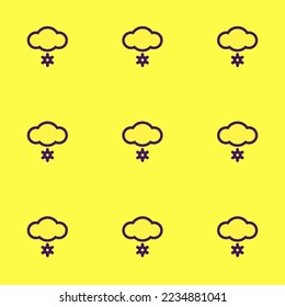 Seamless repeating tiling snowy flat icon pattern of icterine and persian indigo color. Two color background.