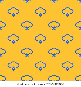 Impermeable repetición de azulejos nevado patrón de icono plano de brillo solar y color azul (crayola). Fondo de la tarjeta de visita.