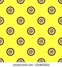 Seamless repeating tiling social at circular flat icon pattern of icterine and persian indigo color. Background for advertisment.