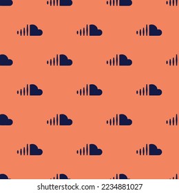 Seamless repeating tiling soundcloud flat icon pattern of pale copper and oxford blue color. Design for postcard.
