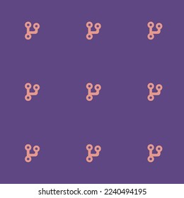 Seamless repeating tiling source fork flat icon pattern of dark lavender and ruddy pink color. Background for story.