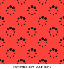 Seamless repeating tiling spinner flat icon pattern of carmine pink and dark jungle green color. Background for business card.