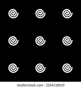 Seamless repeating tiling spiral flat icon pattern of black and white color. Design for name tag.