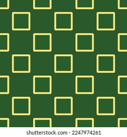 Seamless repeating tiling square stroked  flat icon pattern of hunter green and mellow yellow color. Design for pizza box.
